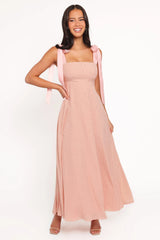Ellody Maxi Dress - Peach Polka Dot