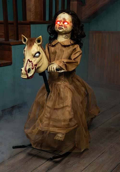 3.5FT Light Up Talking Doll on Animated Rocking Horse Decoration
