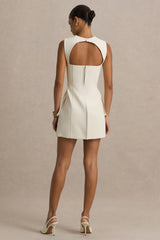 Mollie | Nude Square-Neck Tailored Micro Mini Dress