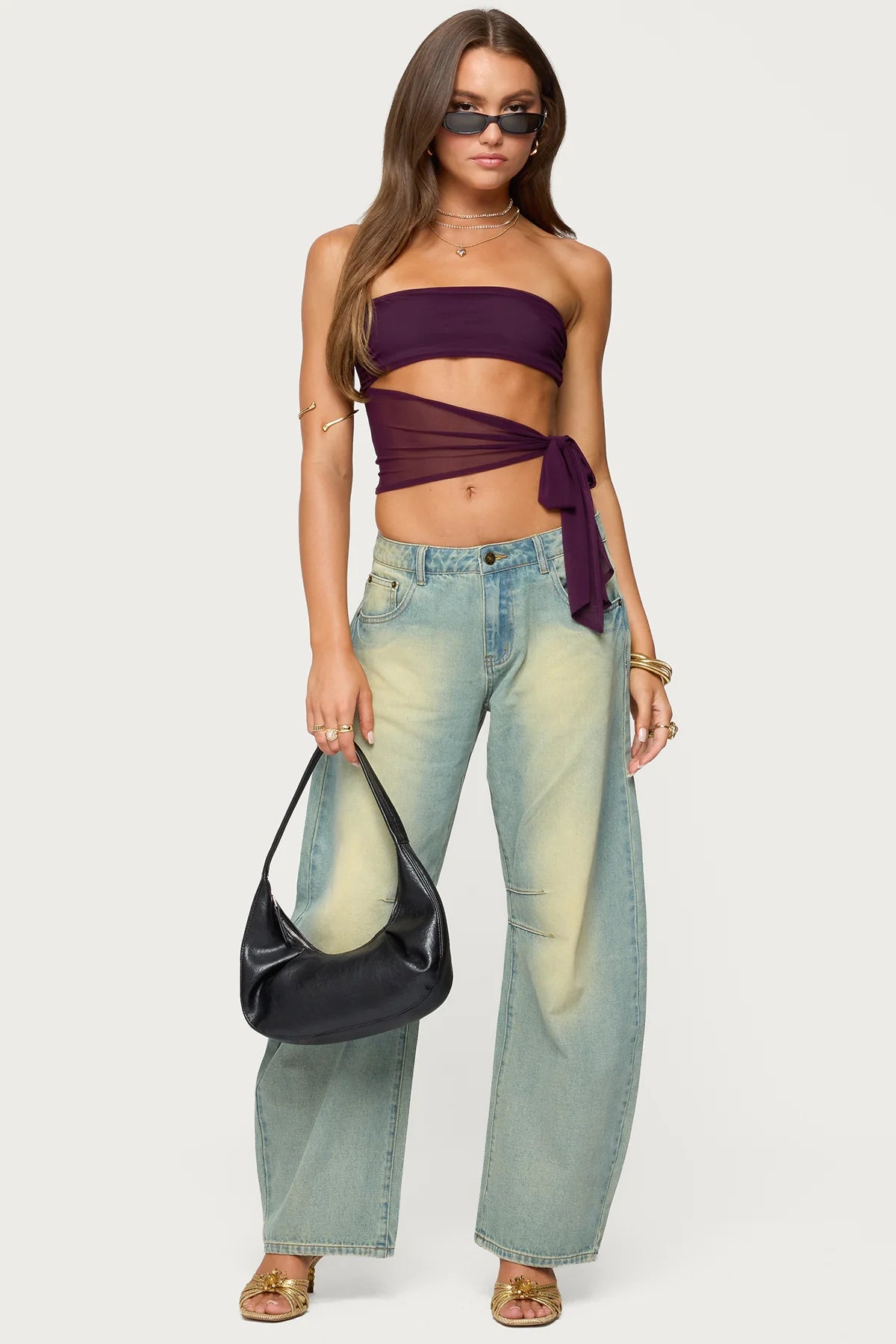 Cayden Washed Low Rise Barrel Jeans