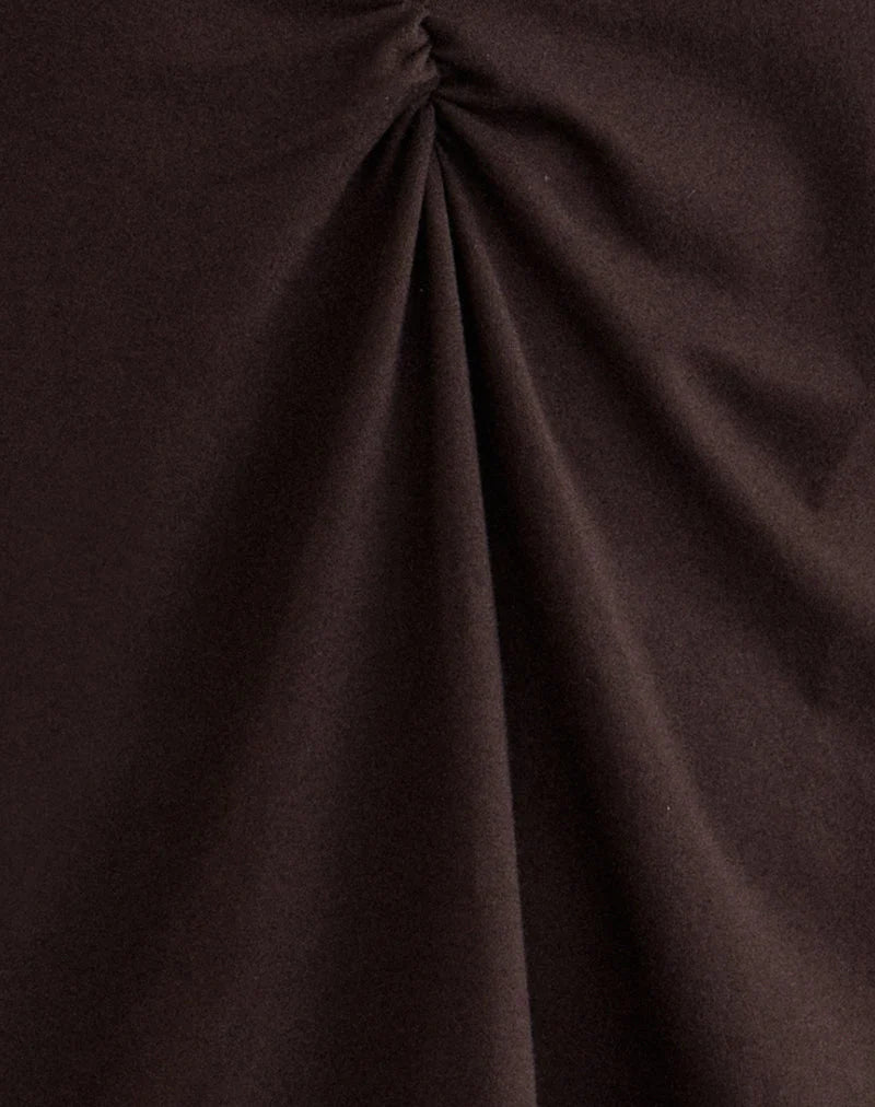 Sundari Quarter Sleeve Mini Dress in Rayon Jersey Chocolate Brown