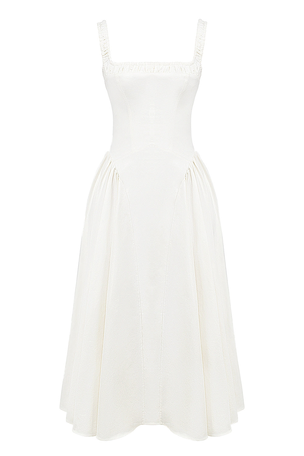 Dorothy-White Cotton Midi Sundress