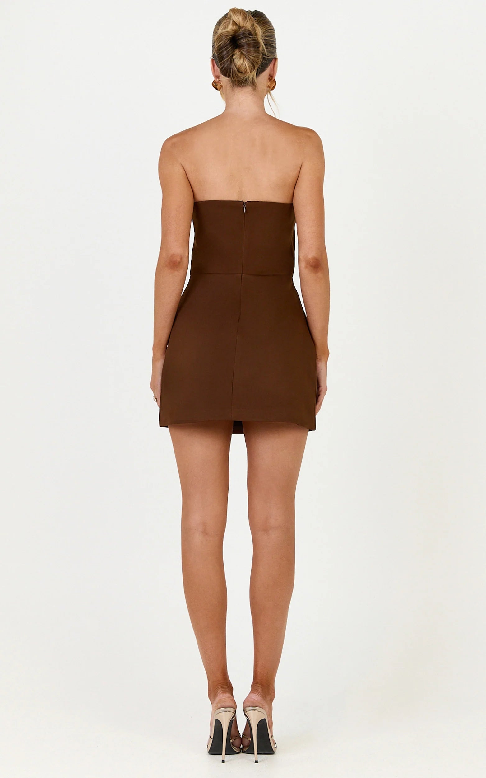 A Line Strapless Dress in Chocolate