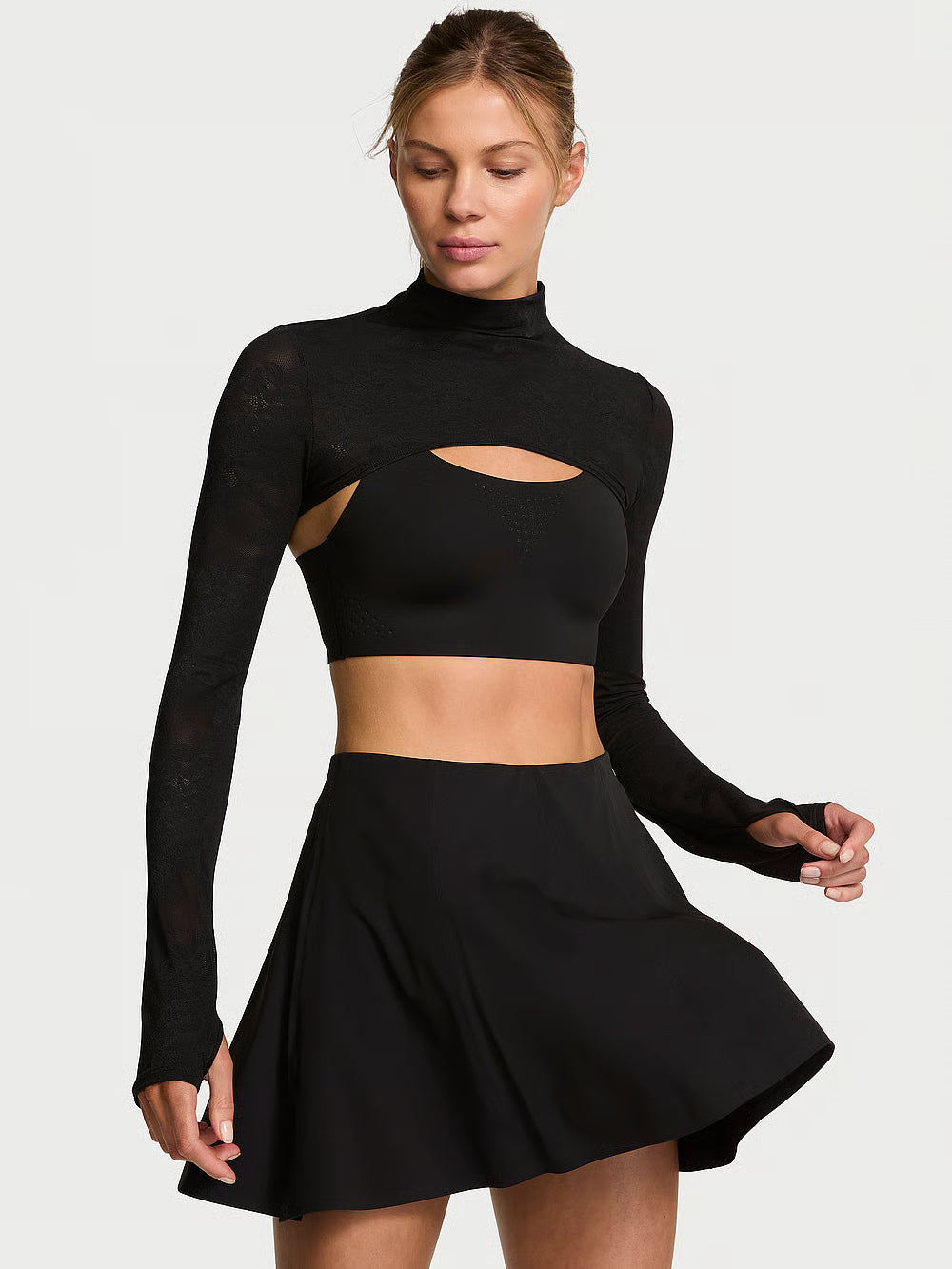 Lace Mock-Neck Shrug